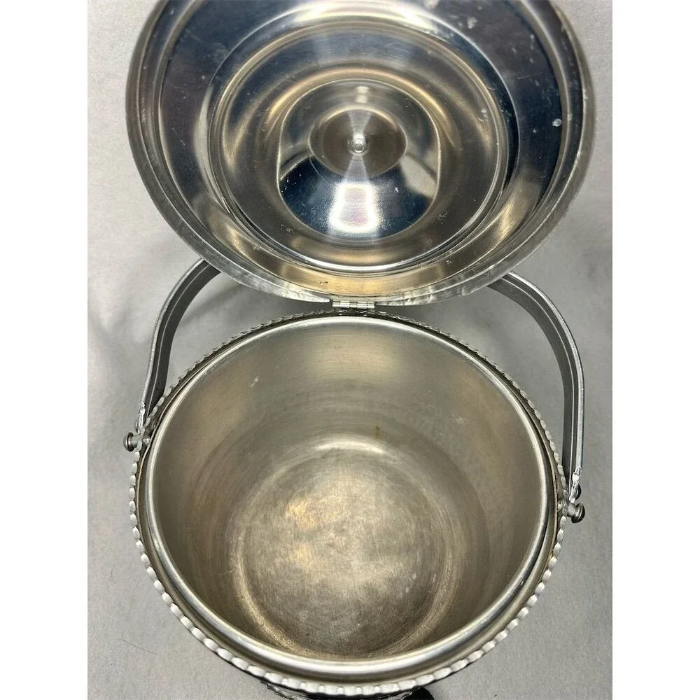Rodney Kent‎ Hammered Aluminum Ice Bucket Mid-Century Modern Silver